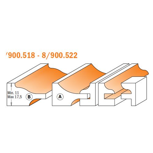 Estuche de 3 fresas para puertas CMT Serie 8/900.518-522 2 Estuche de 3 fresas para puertas CMT Serie 8/900.518-522 - Imagen 2