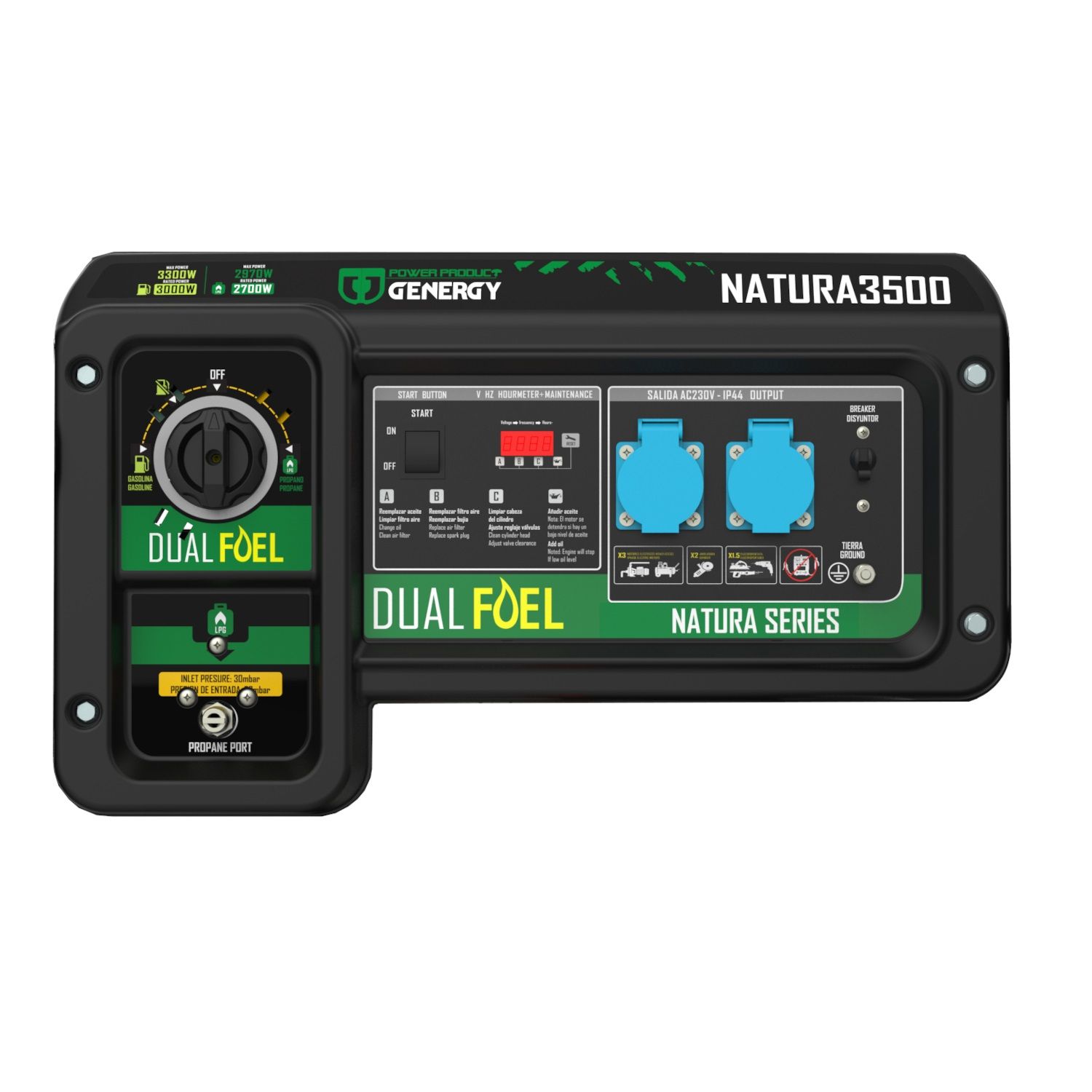 Generador de gas/gasolina Genergy Natura 3300 (3300W/230V) 2 Generador de gas/gasolina Genergy Natura 3300 (3300W/230V) - Imagen 2