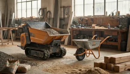Mini dumper o carretilla: diferencias clave y cuándo usar cada uno 1 Mini dumper o carretilla cuyl elegir en obra portada