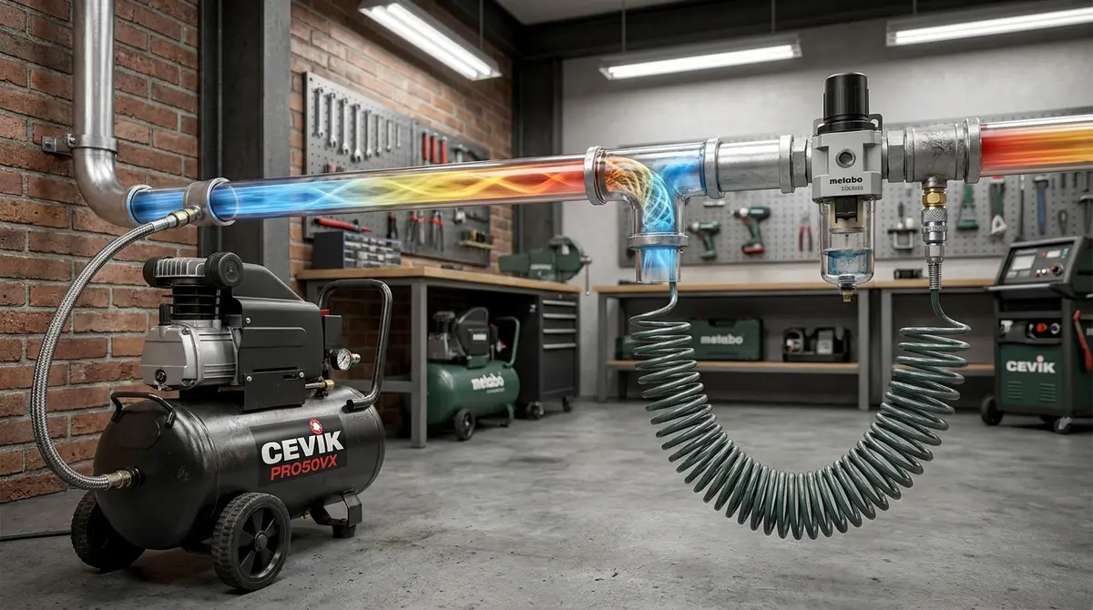 Cómo dimensionar la instalación de aire comprimido en un taller pequeño 2 Cómo dimensionar la instalación de aire comprimido en un taller pequeño - detalle